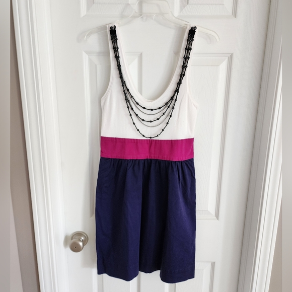 Express Dresses & Skirts - Express White, Pink, and Navy Colorblock Dress Size 4